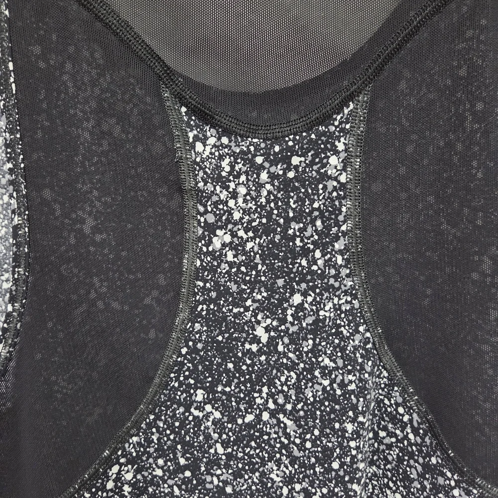Lululemon Sculpt Tank Top Splatter White Black Mesh Athletic Workout Size 4 - Picture 9 of 14